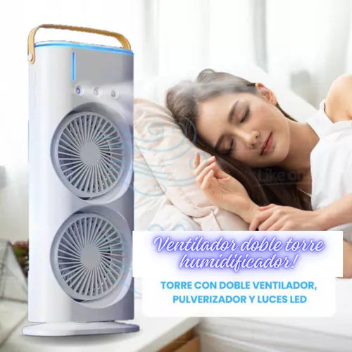 VENTILADOR DOBLE HUMIDIFICADOR + LUCES